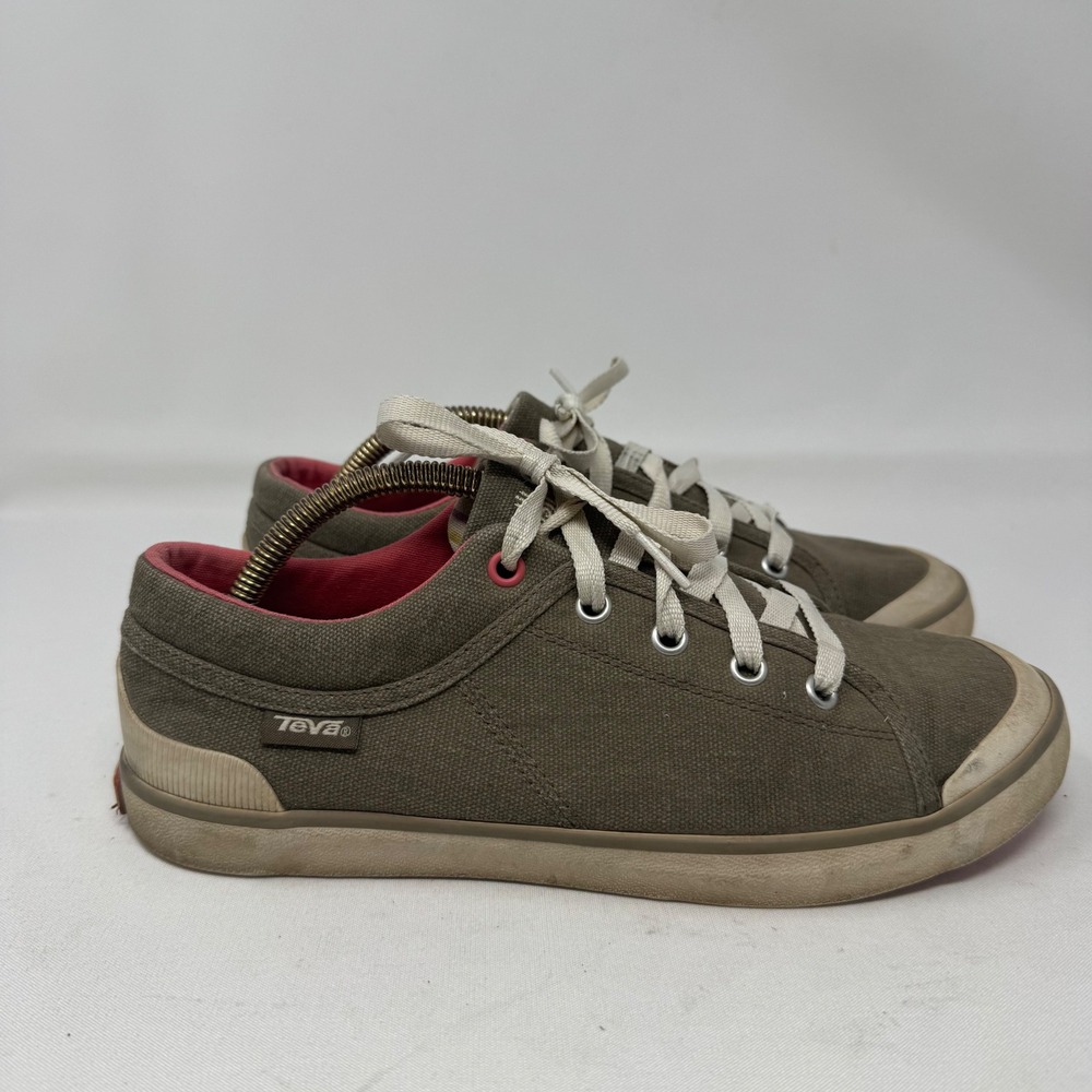 Teva Women's Olive Green Canvas Lace Up Low Top Sneakers Shoes‎ Size 8.5